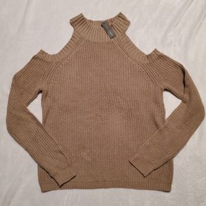 💥Tan cold shoulder Sweater NWT